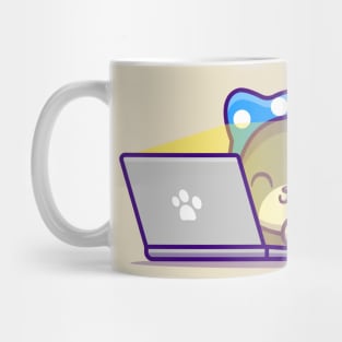 Cute Cat Watching Movie On Laptop With Blanket Mug